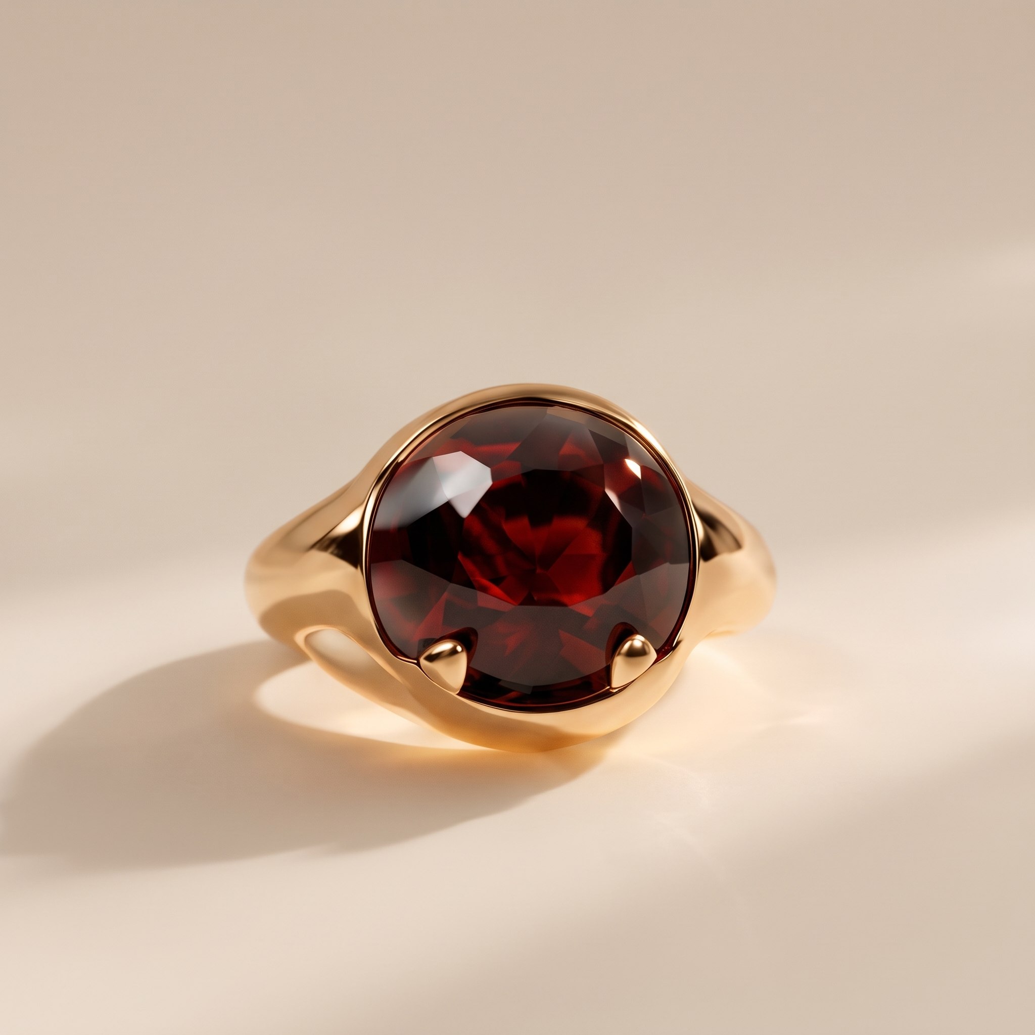 Anel Aurora — ouro 18k com granada natural